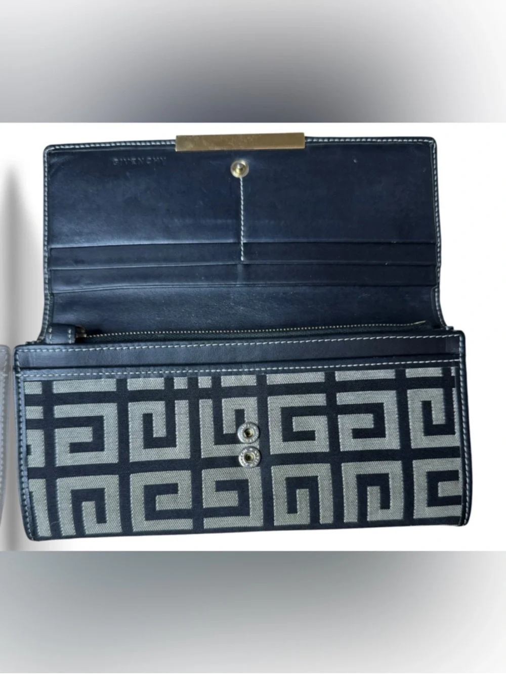 Givenchy Black & Beige Geometric Logo Continental Wallet